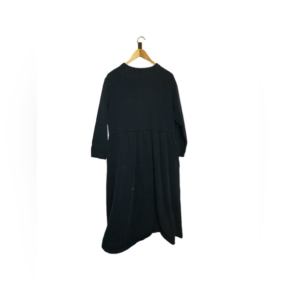 Vintage Smith & Hawken Fleece Lined Round Neck Pleated Pearl Snap Maxi Dress LG - Picture 2 of 7